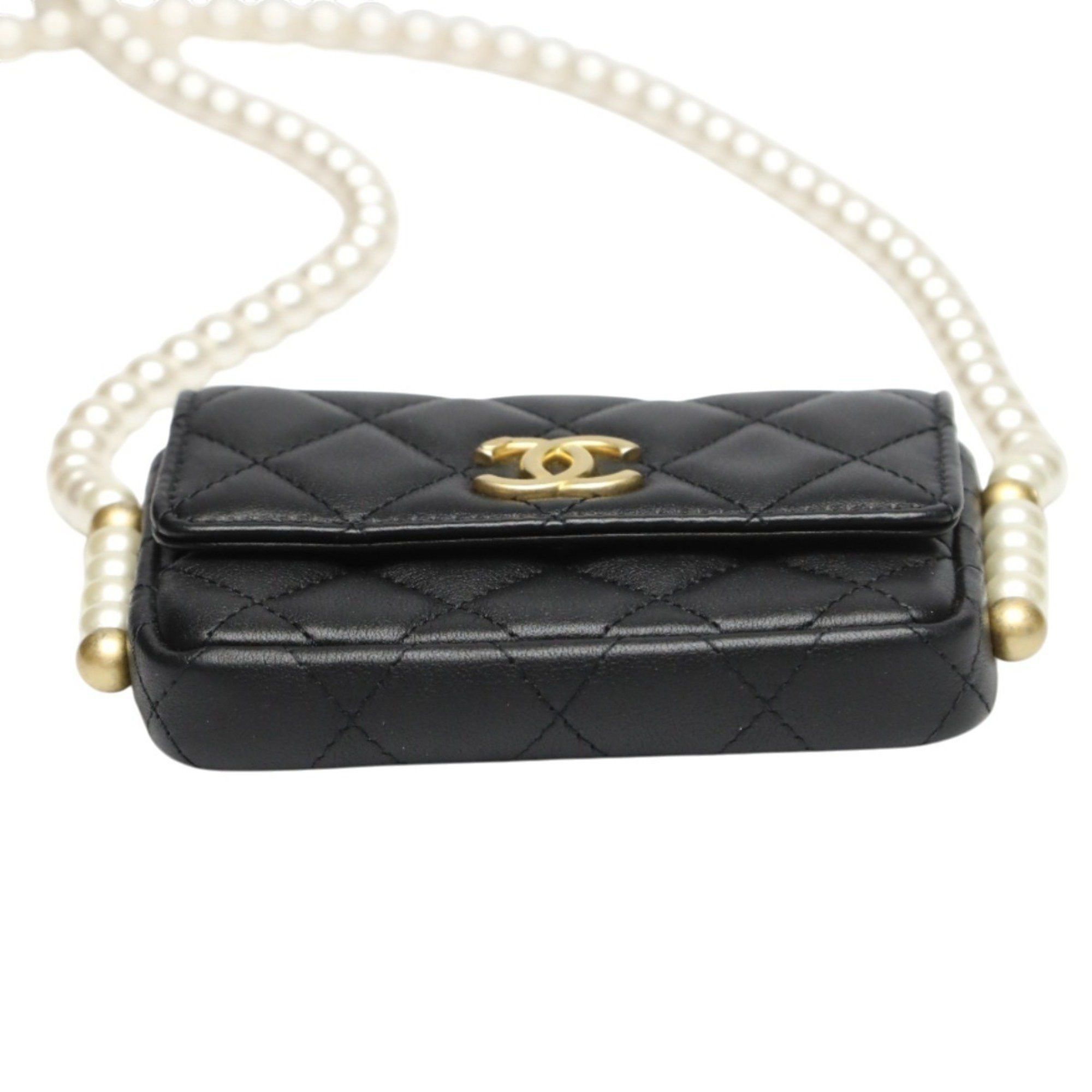 Chanel CHANEL Mini Matelasse Shoulder Bag in Black Lambskin Size ONE SIZE - 5 Thumbnail