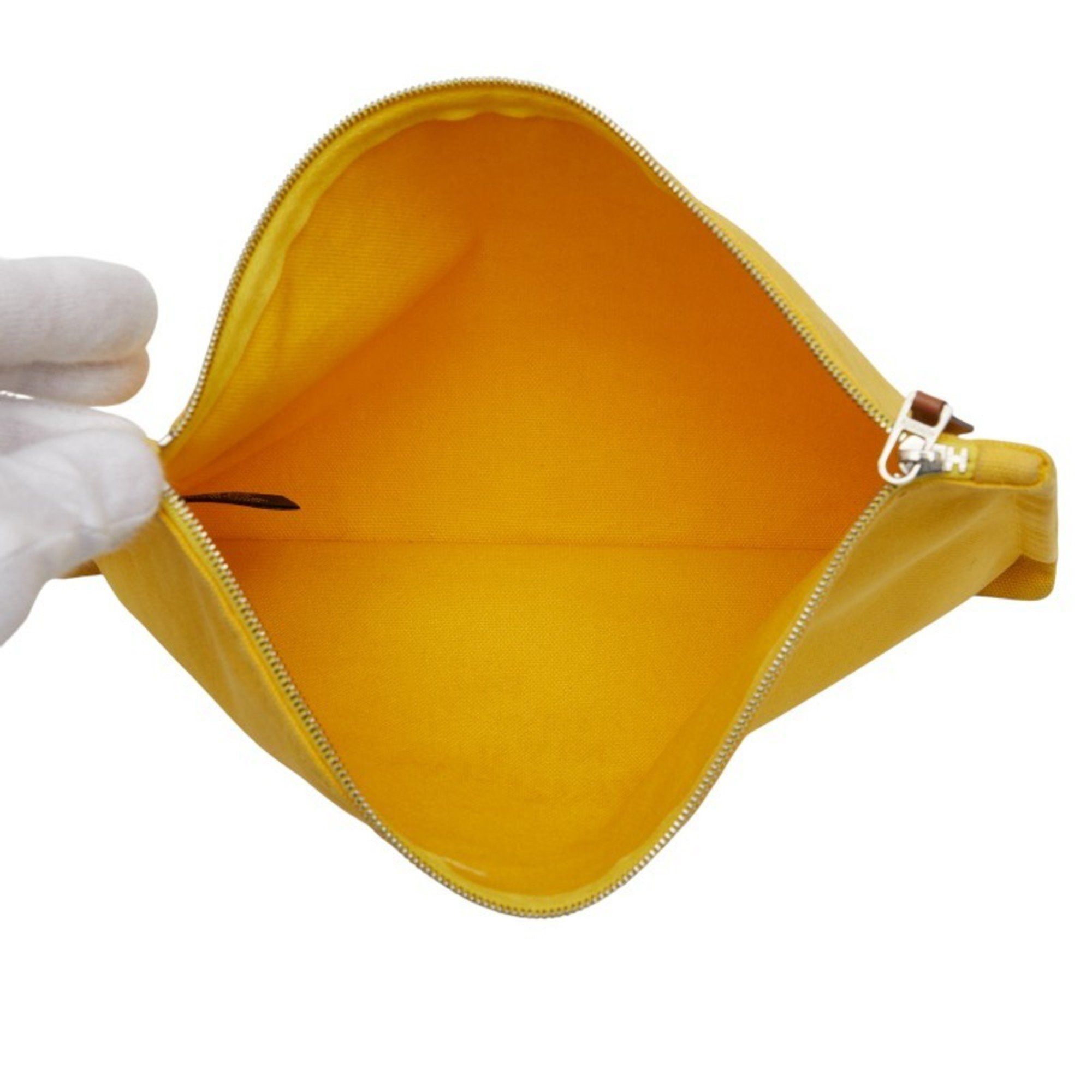Hermes Hermes Yachting MM Clutch Bag/Second Bag/Pouch Yellow Canvas Women's HERMES Size ONE SIZE - 6 Thumbnail