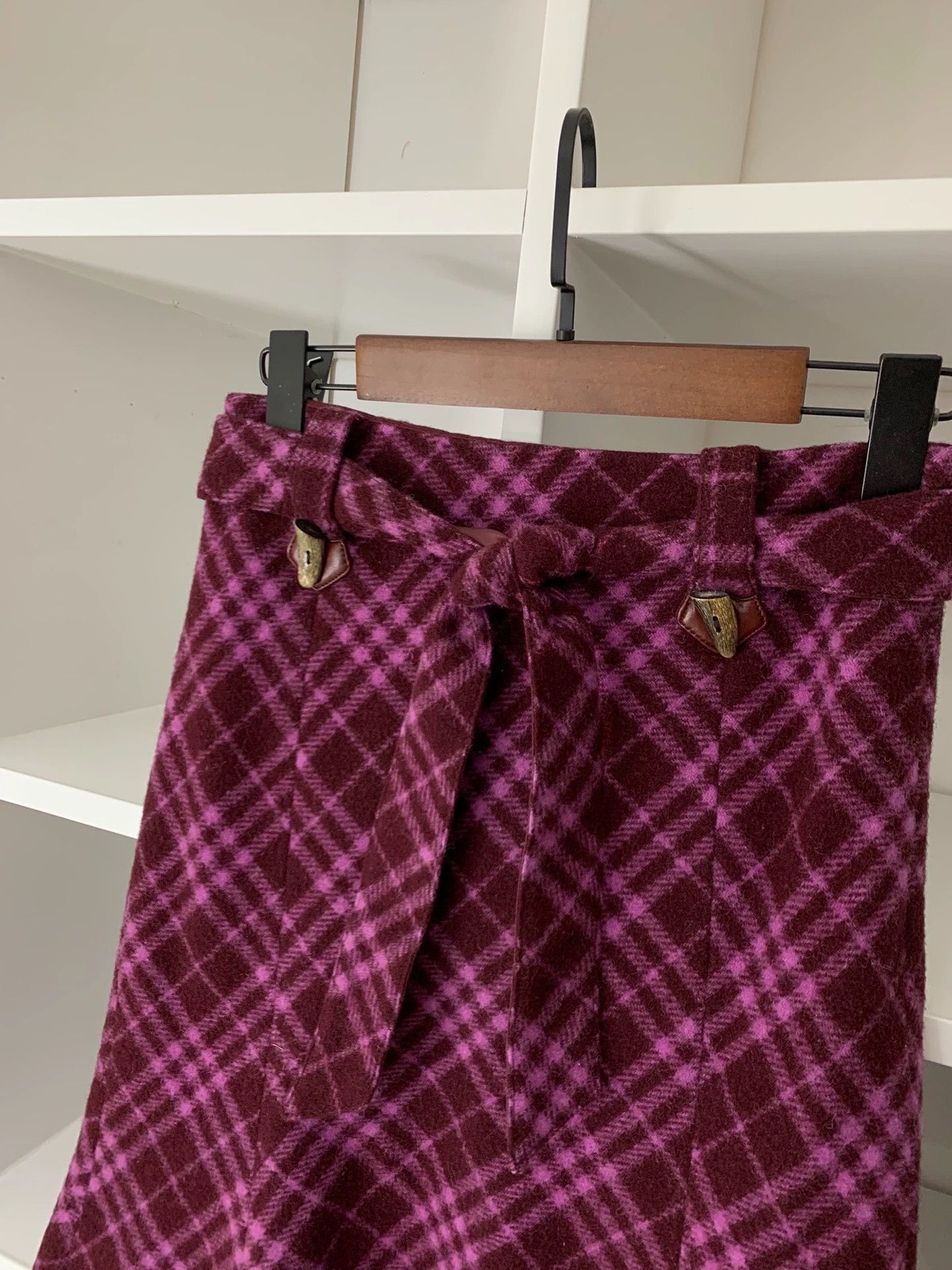 Burberry Burberry Purple Plaid Belted Skirt - dmc Size US 28 / EU 44 - 2 Thumbnail