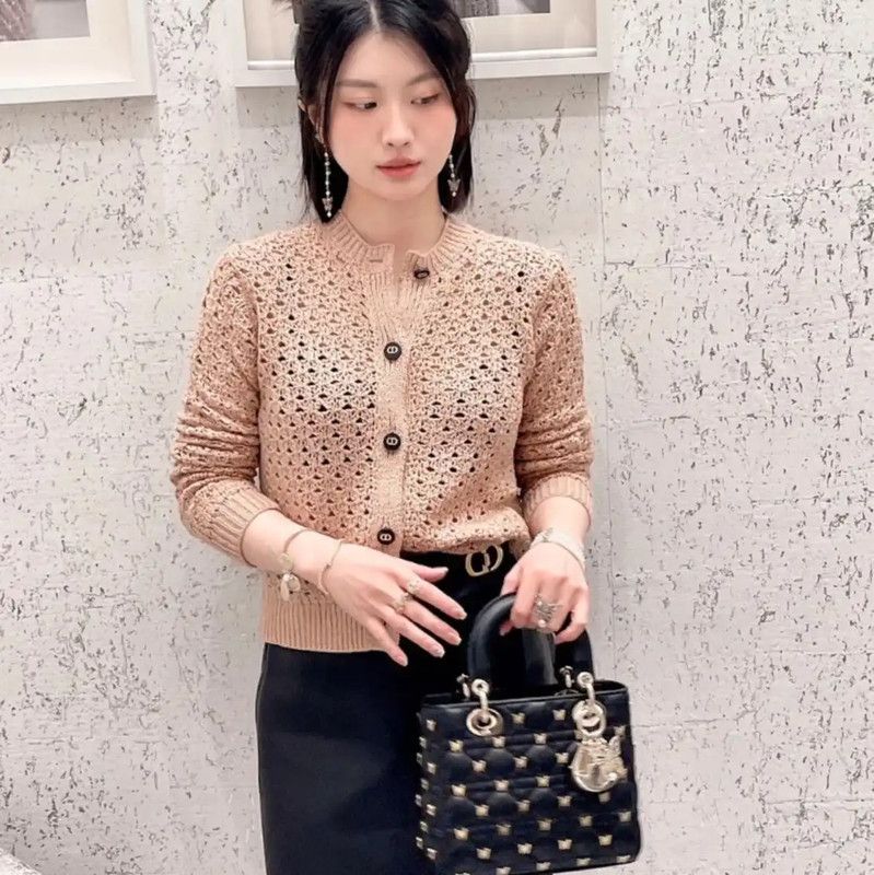 Dior Dior Brown Alpaca Wool Women's Cardigan 0089 Size ONE SIZE - 7 Thumbnail