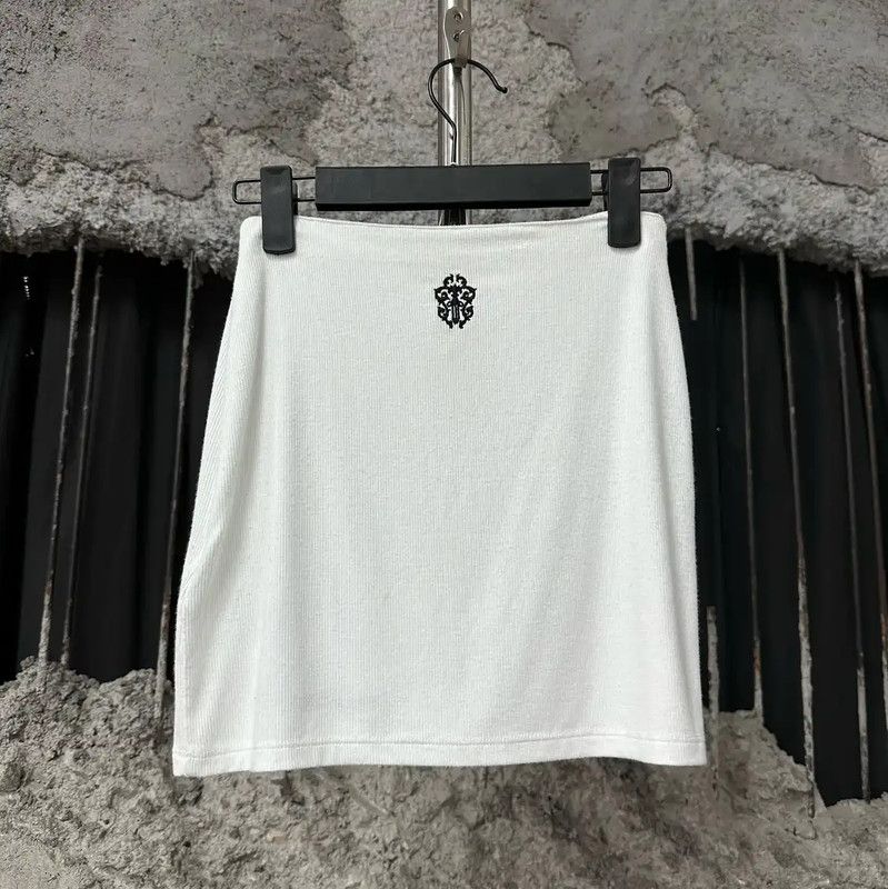 Chrome Hearts Chrome Hearts White Cotton A-Line Skirt XS 0089 Size 22" - 2 Thumbnail