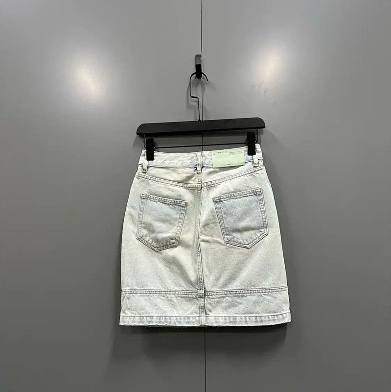 Off-White Off-White Blue Cotton Summer Mini Skirt 0089 Size 28" / US 6 / IT 42 - 2 Thumbnail