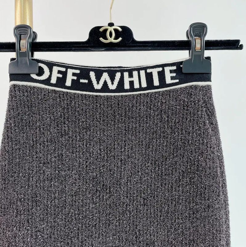 Off-White Off-White Gray Knit Bodycon Skirt M 0089 Size 28" / US 6 / IT 42 - 3 Thumbnail