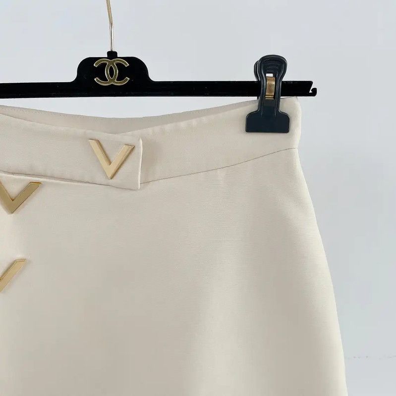Valentino Valentino Beige Wool A-Line Mini Skirt 0089 Size 23" - 3 Thumbnail