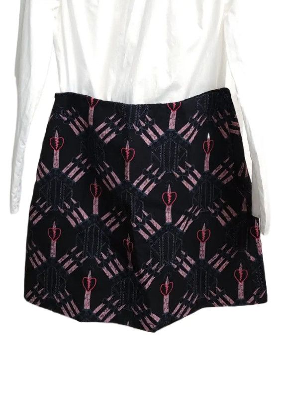 Valentino Valentino Black Printed Mini Skirt for Summer 0089 Size 22" - 5 Thumbnail