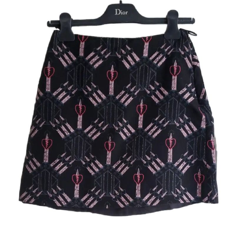 Valentino Valentino Black Printed Mini Skirt for Summer 0089 Size 22" - 2 Thumbnail