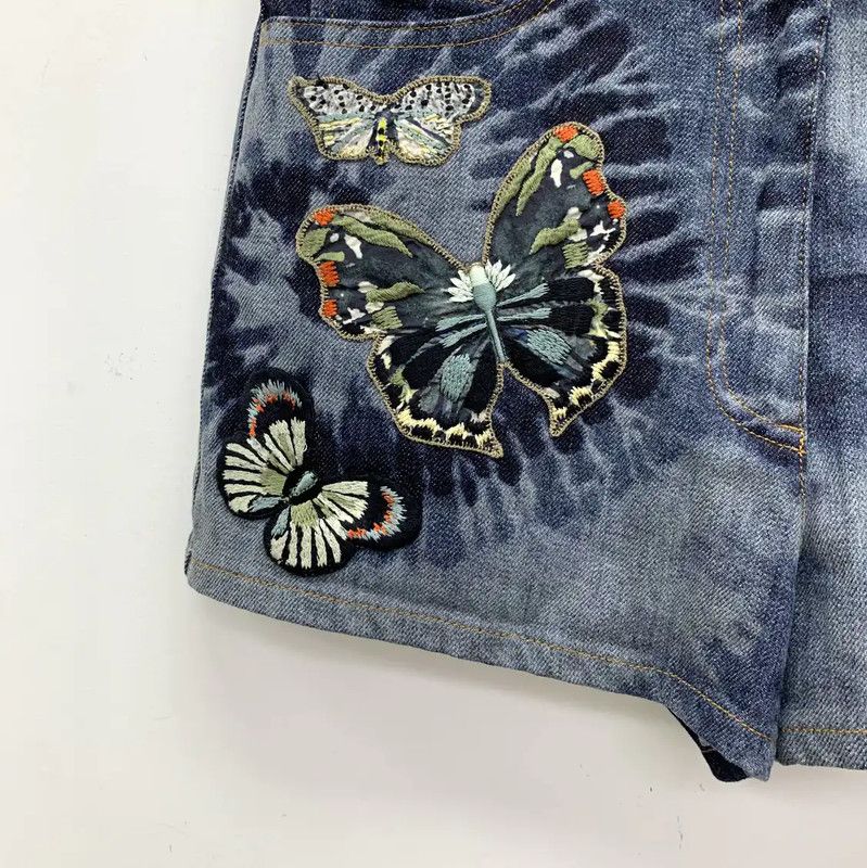 Valentino Valentino Blue Cotton Butterfly Embroidered Shorts 0089 Size 26" / US 2 / IT 38 - 4 Thumbnail