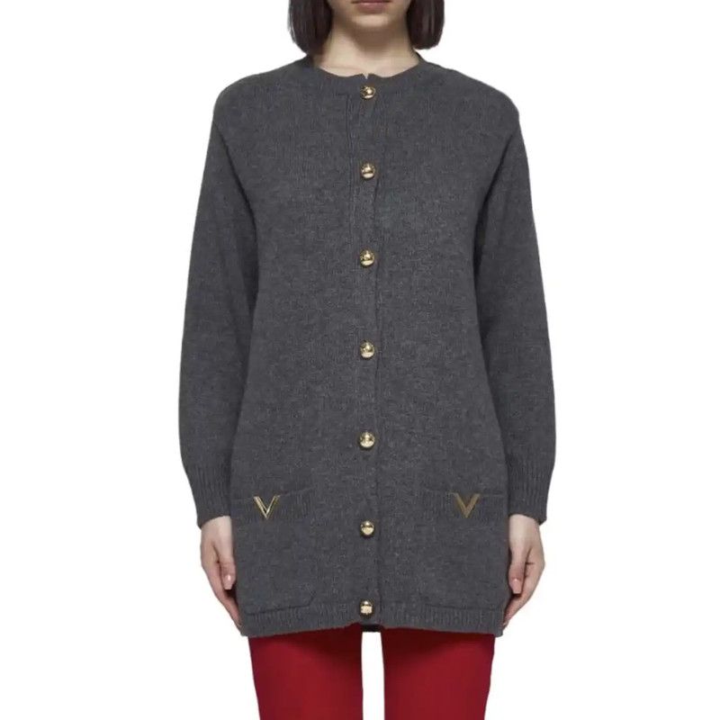 Valentino Valentino Women's Black Grey Cardigan Sweater 0089 Size S / US 4 / IT 40 - 9 Thumbnail