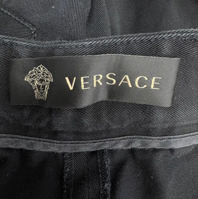 Versace Versace Black Cotton Casual Trousers for Women 0089 Size 28" / US 6 / IT 42 - 3 Thumbnail