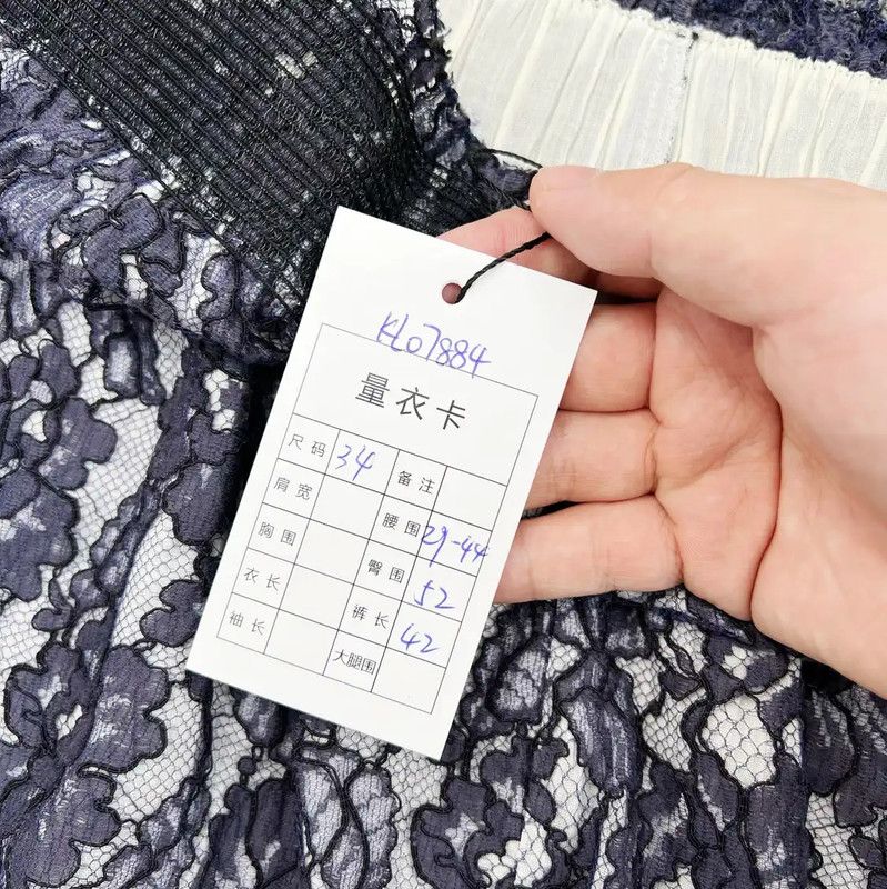 Chanel Chanel Silk Lace A-Line Skirt in Navy Blue 0089 Size 23" - 9 Thumbnail