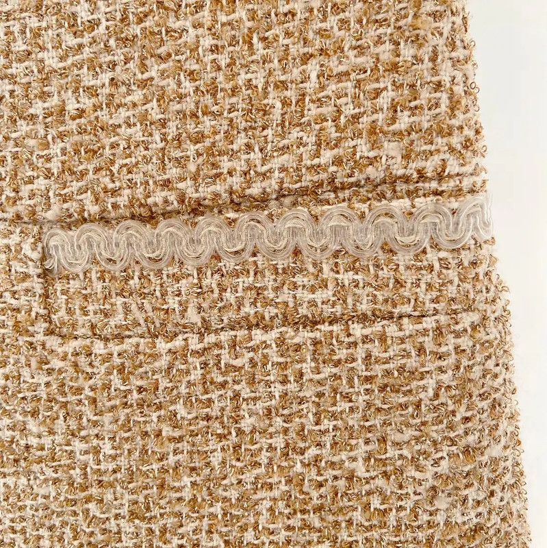 Chanel Chanel Gold Silk Short Skirt for Autumn 0089 Size 23" - 5 Thumbnail