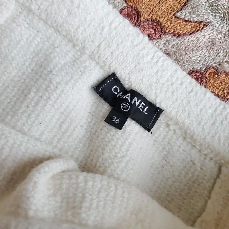 Chanel Chanel White Wool Short Skirt for Women 0089 Size 23" - 3 Thumbnail