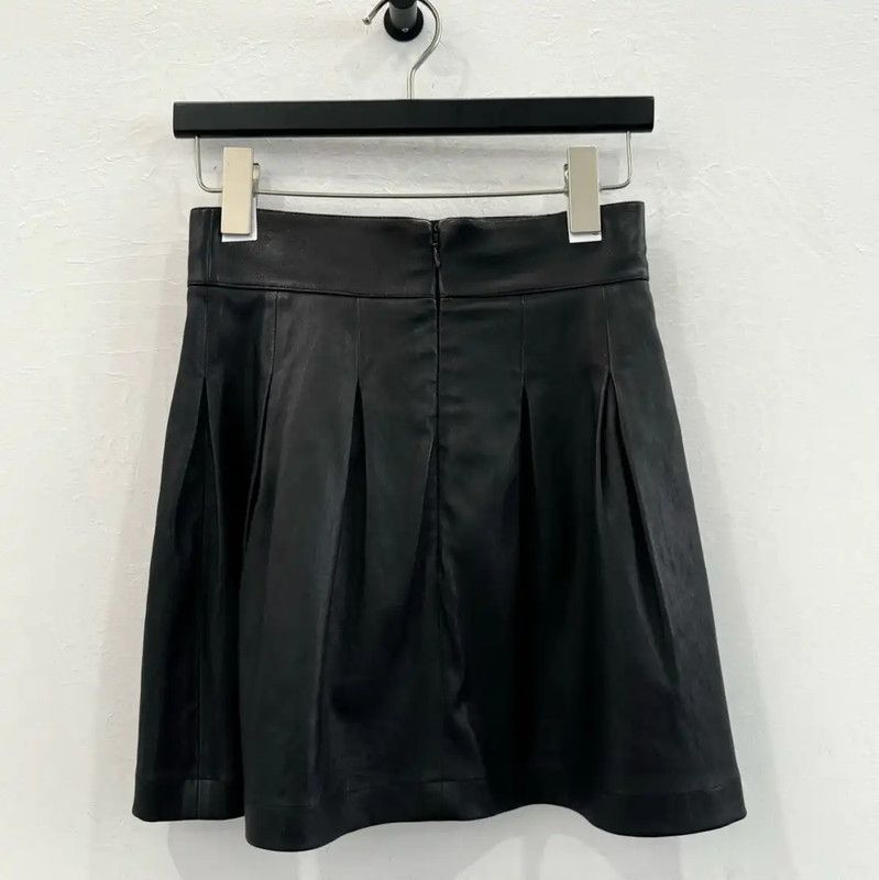 Chanel Chanel Black Lambskin Mini Skirt 0089 Size 22" - 2 Thumbnail