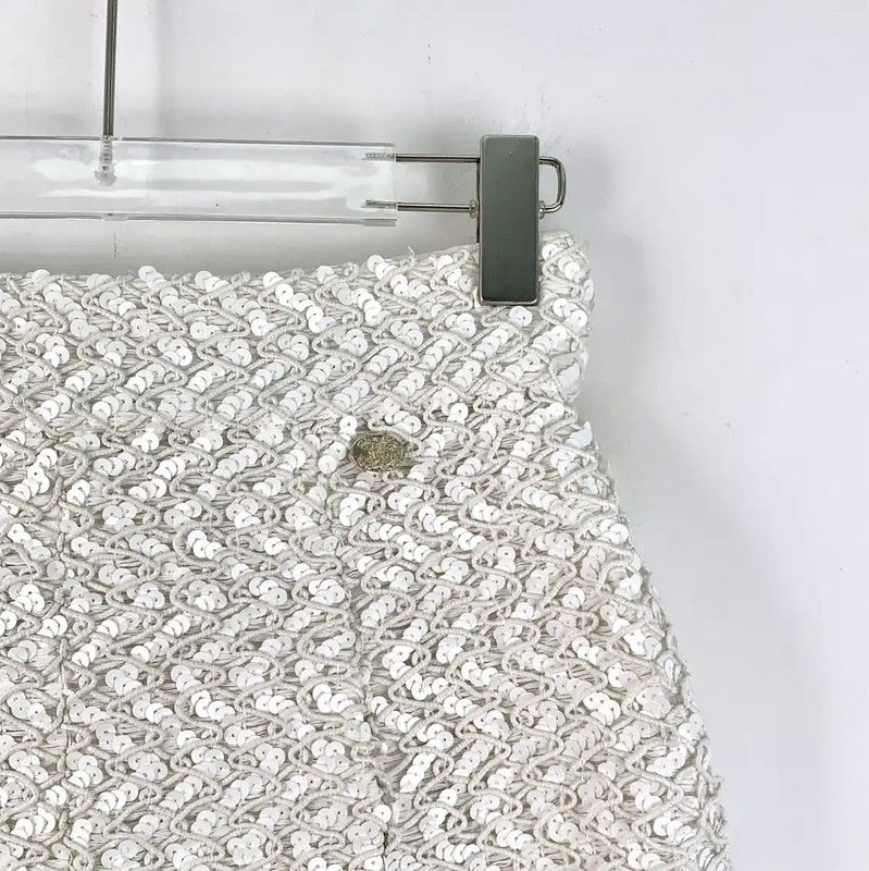 Chanel Chanel White Cotton Women's Skirt 0089 Size 22" - 3 Thumbnail