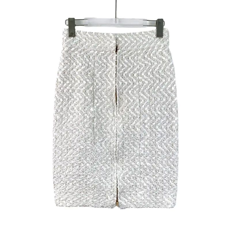 Chanel Chanel White Cotton Women's Skirt 0089 Size 22" - 2 Thumbnail
