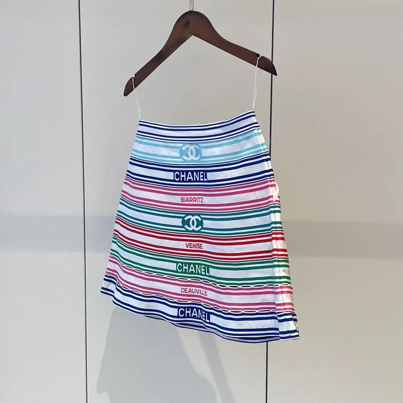 Chanel Chanel Colorful Striped Skirt for Summer 0089 Size 23" - 4 Thumbnail