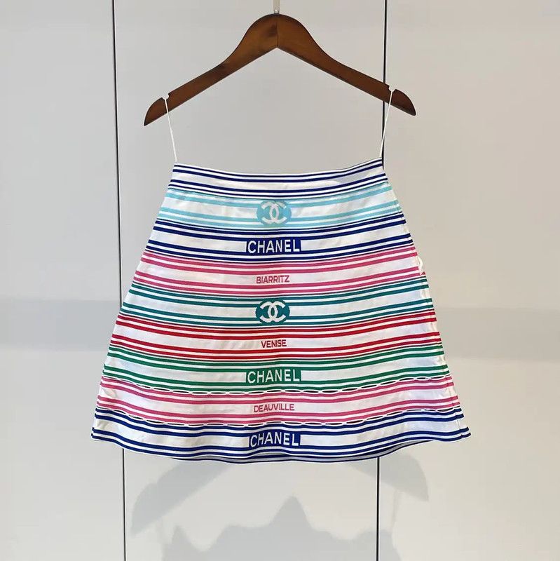 Chanel Chanel Colorful Striped Skirt for Summer 0089 Size 23" - 2 Thumbnail