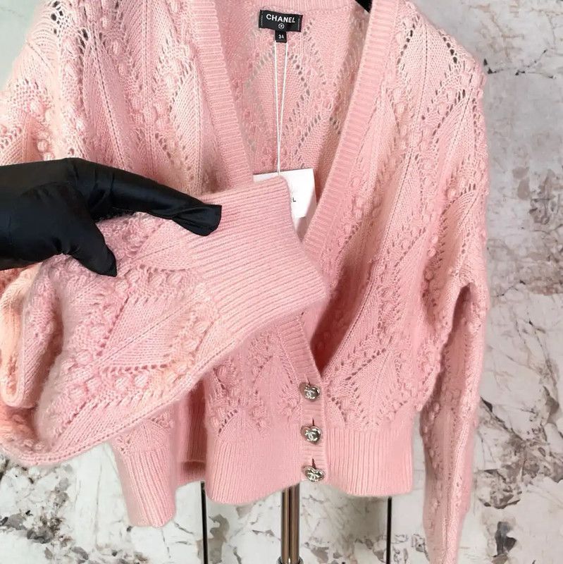 Chanel Chanel Pink Cashmere Blend Cardigan for Women 0089 Size S / US 4 / IT 40 - 6 Thumbnail