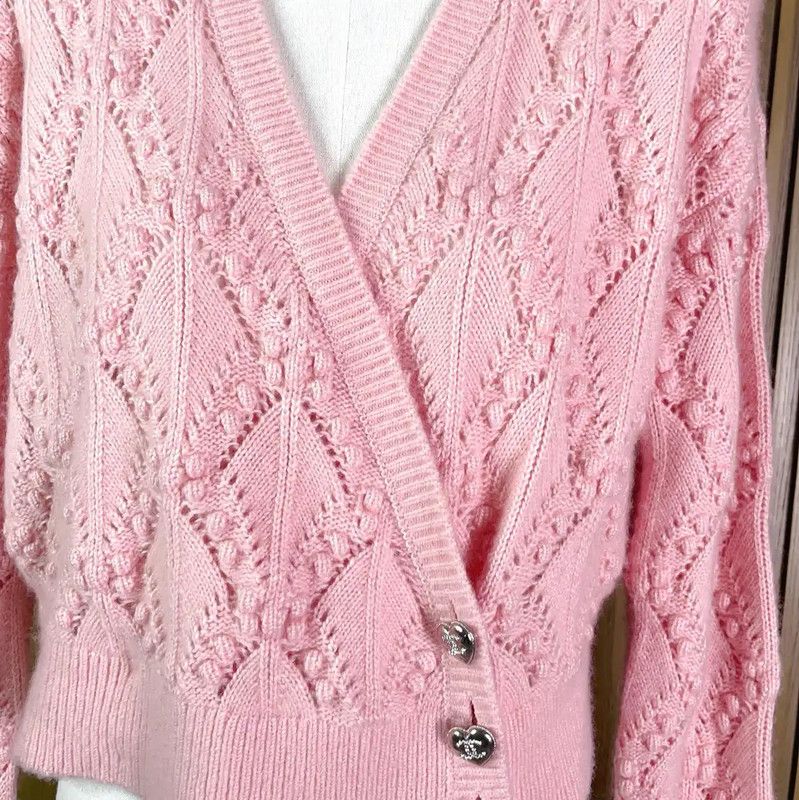 Chanel Chanel Pink Cashmere Blend Cardigan for Women 0089 Size S / US 4 / IT 40 - 5 Thumbnail