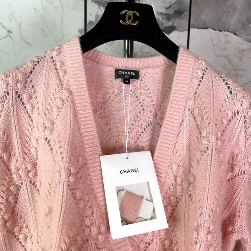 Chanel Chanel Pink Cashmere Blend Cardigan for Women 0089 Size S / US 4 / IT 40 - 7 Thumbnail