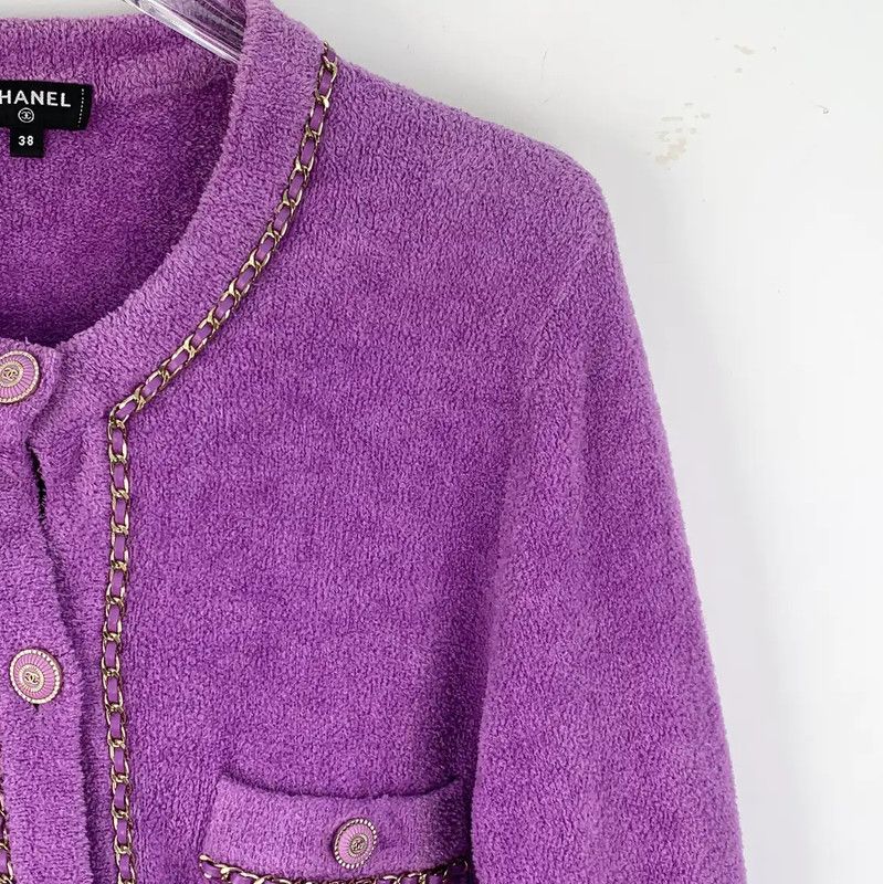 Chanel Chanel Purple Cotton Cardigan for Women 0089 Size S / US 4 / IT 40 - 3 Thumbnail
