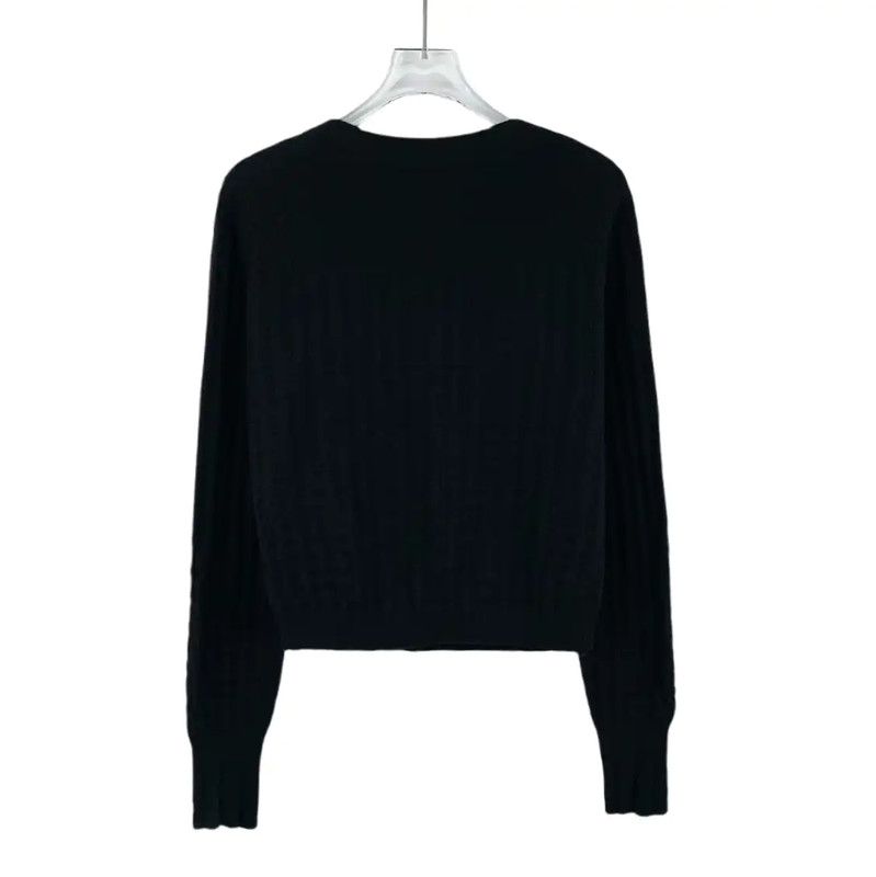 Chanel Chanel Black Cashmere Women's Cardigan 0089 Size ONE SIZE - 2 Thumbnail