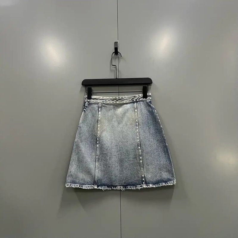 Miu Miu Miu Miu Summer Blue Cotton Mini Skirt 0089 Size 26" / US 2 / IT 38 - 2 Thumbnail