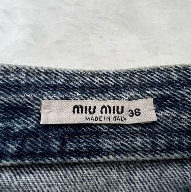 Miu Miu Miu Miu Summer Blue Cotton Mini Skirt 0089 Size 26" / US 2 / IT 38 - 3 Thumbnail