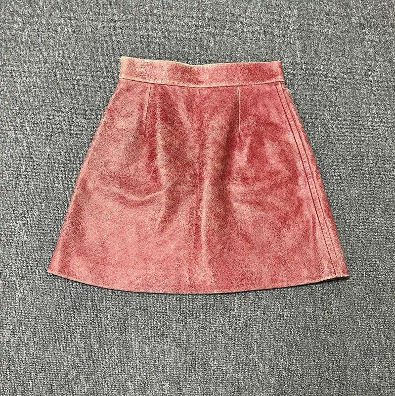 Miu Miu Miu Miu Summer Red Leather Skirt 0089 Size 30" / US 8 / IT 44 - 2 Thumbnail