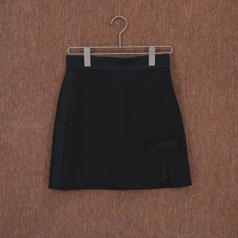 Miu Miu Miu Miu Black Logo Mini Skirt 0089 Size 23" - 2 Thumbnail