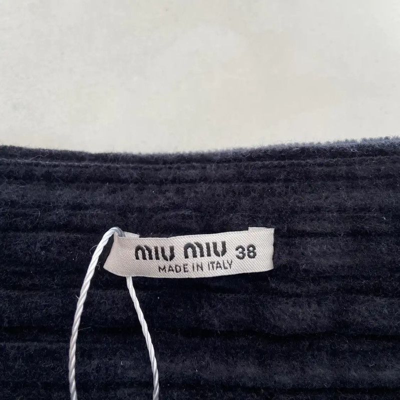Miu Miu Black Cotton Striped Mini Skirt 0089