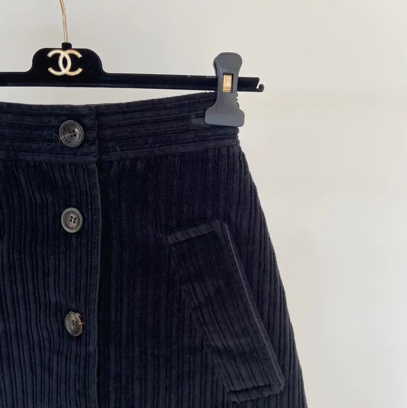 Miu Miu Black Cotton Striped Mini Skirt 0089