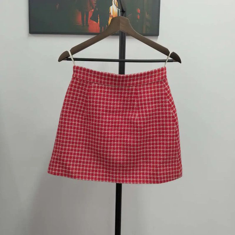 Miu Miu Miu Miu Red A-Line Mini Skirt 0089 Size 28" / US 6 / IT 42 - 2 Thumbnail