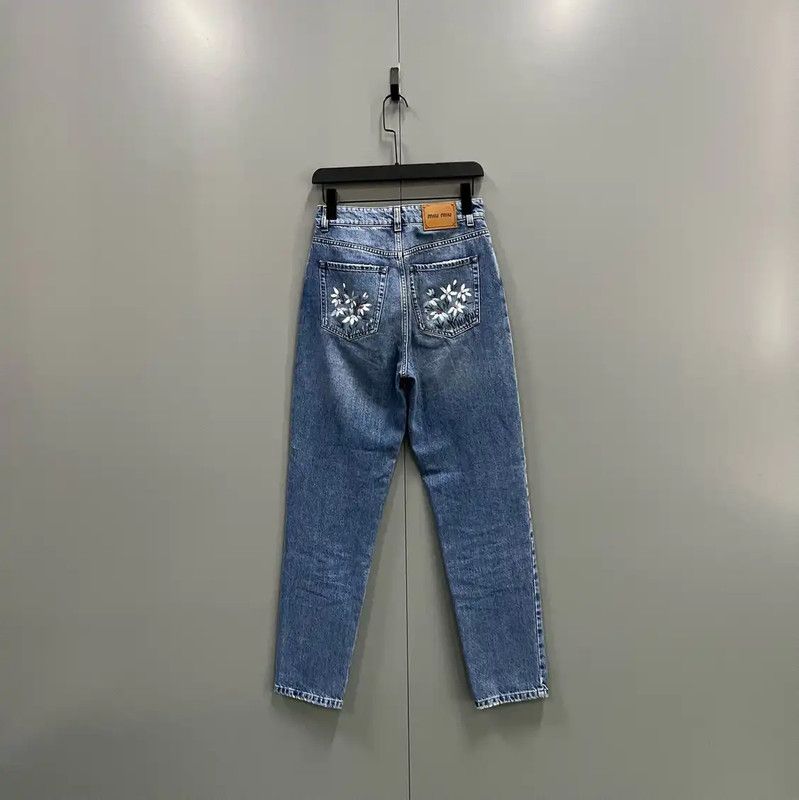 Miu Miu Miu Miu Summer Blue Cotton Casual Pants 0089 Size 28" / US 6 / IT 42 - 2 Thumbnail