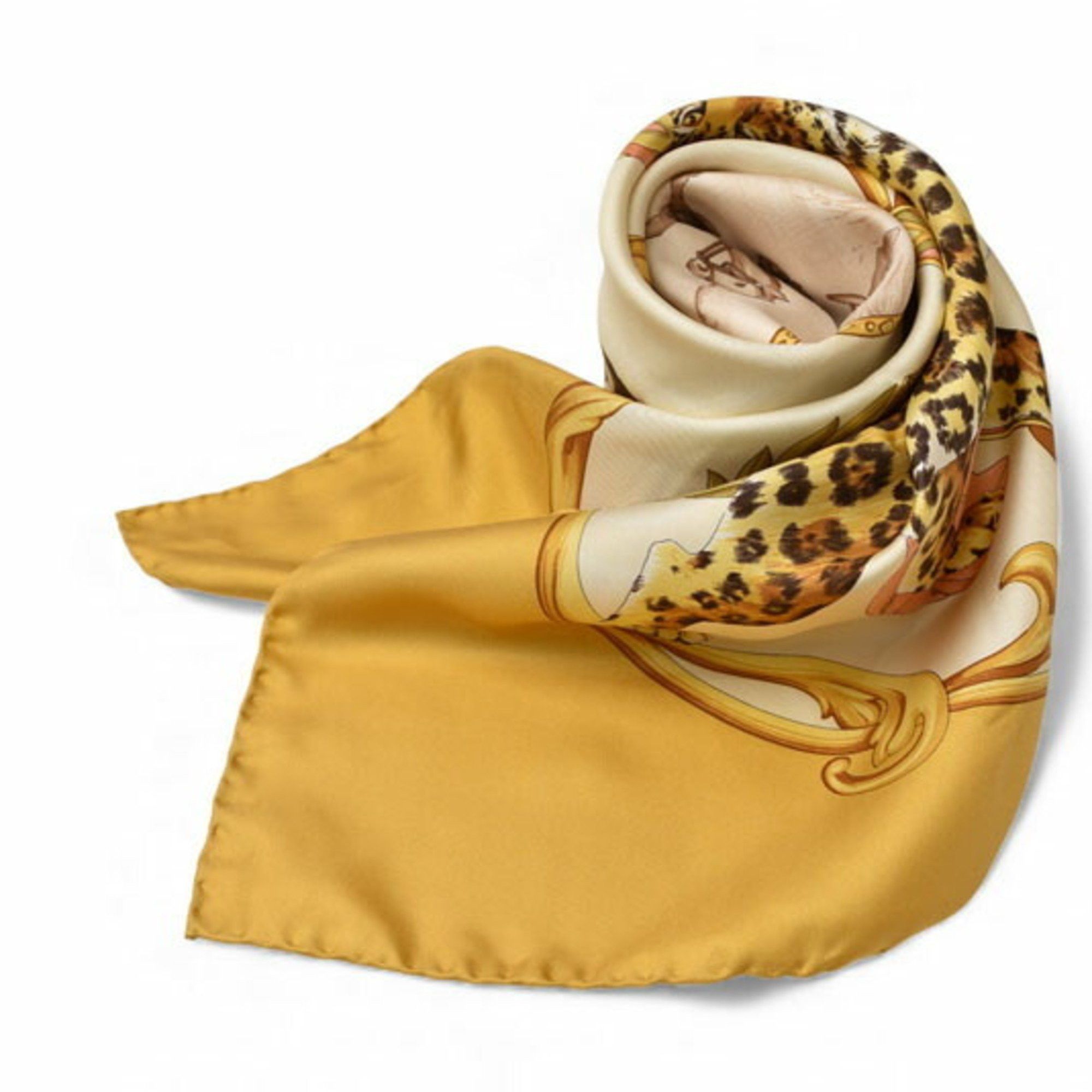 Salvatore Ferragamo Salvatore Ferragamo scarf/muffler in yellow with animal motifs and leopard print. Size ONE SIZE - 4 Thumbnail