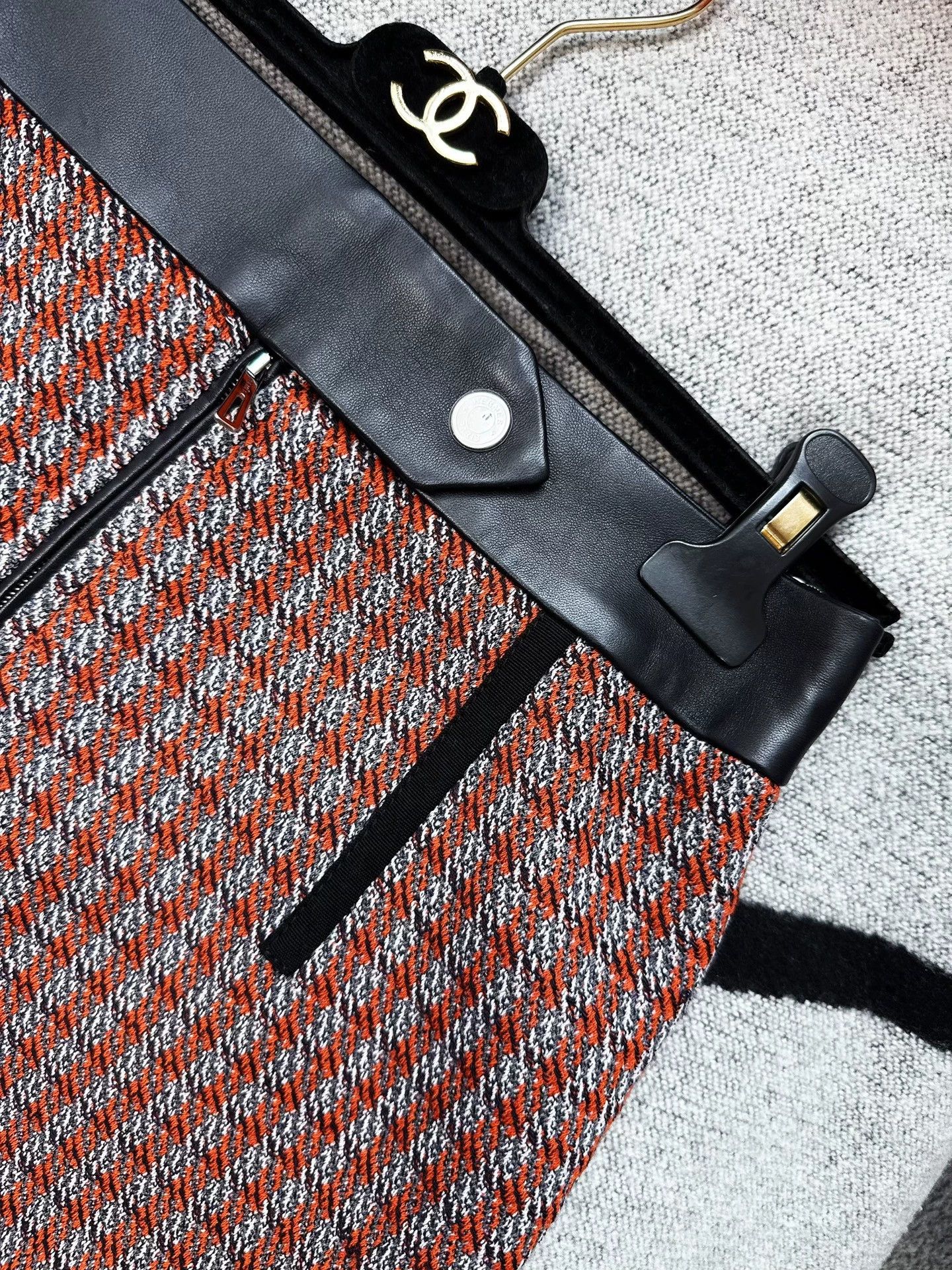 Hermes Hermes Orange Gray Plaid Wool Skirt - dmc Size US 36 / EU 52 - 2 Thumbnail