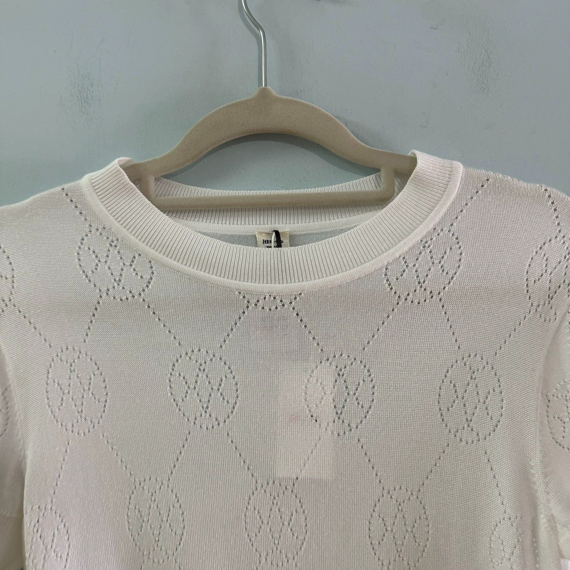 Hermes Hermes White Knit Short Sleeve Top - dmc Size US XS / EU 42 / 0 - 6 Thumbnail