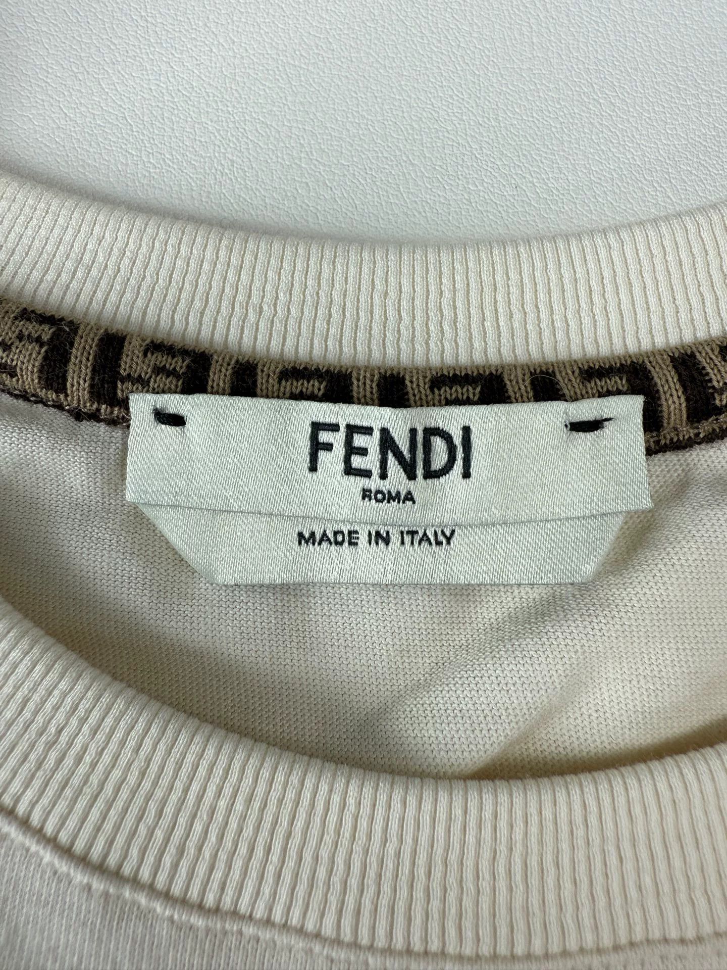 Fendi FENDI Beige Double F Short Sleeve T-Shirt - dmc Size US XXS / EU 40 - 3 Thumbnail