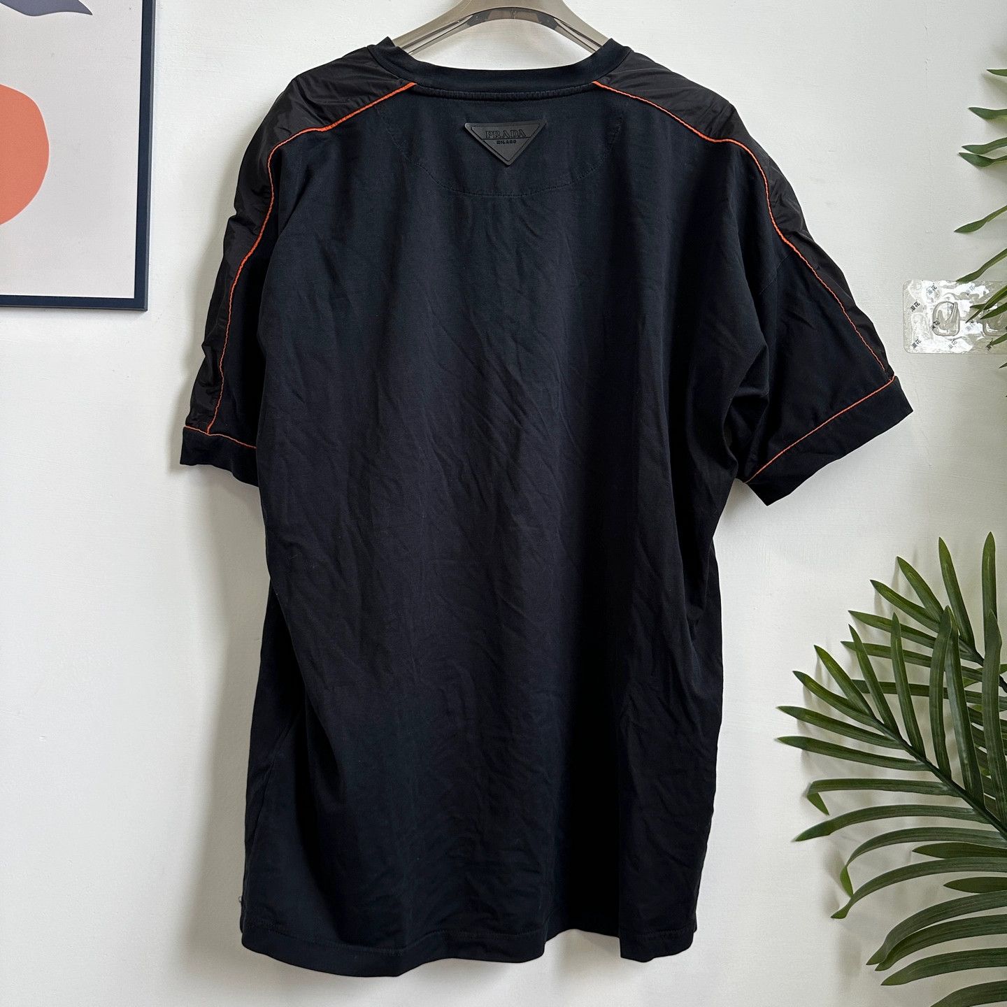 Prada Prada Black Leather Logo Short Sleeve Tee - dmc Size US XXL / EU 58 / 5 - 2 Thumbnail