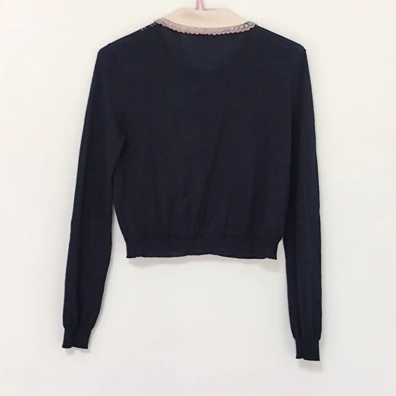 Miu Miu Miu Miu Navy Floral Cashmere Blend Cardigan 0089 Size M / US 6-8 / IT 42-44 - 2 Thumbnail