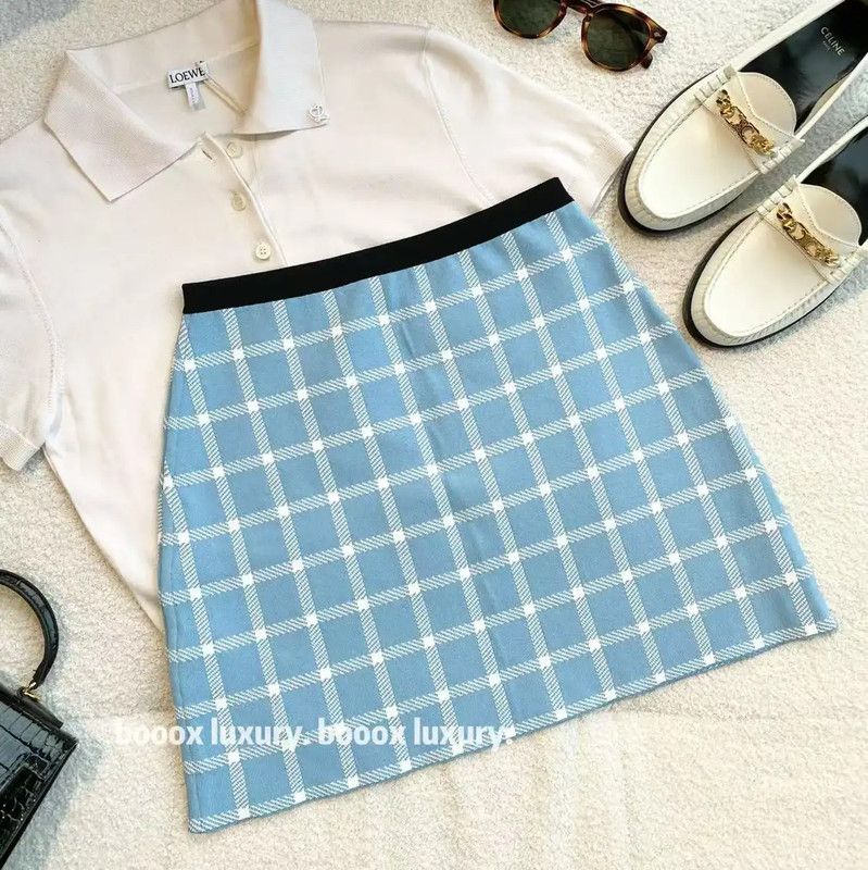 Miu Miu Miu Miu Blue Checkered Midi Skirt 0089 Size 28" / US 6 / IT 42 - 4 Thumbnail