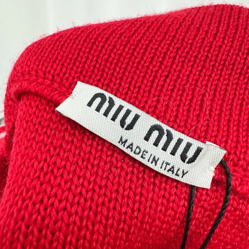 Miu Miu Miu Miu Red Cotton Logo Embroidered Skirt 0089 Size 23" - 5 Thumbnail