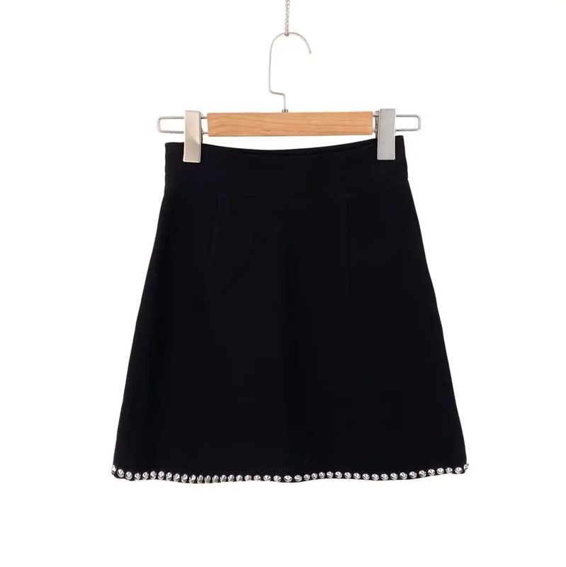 Miu Miu Miu Miu Black Women's Skirt with Silver Details 0089 Size 28" / US 6 / IT 42 - 2 Thumbnail