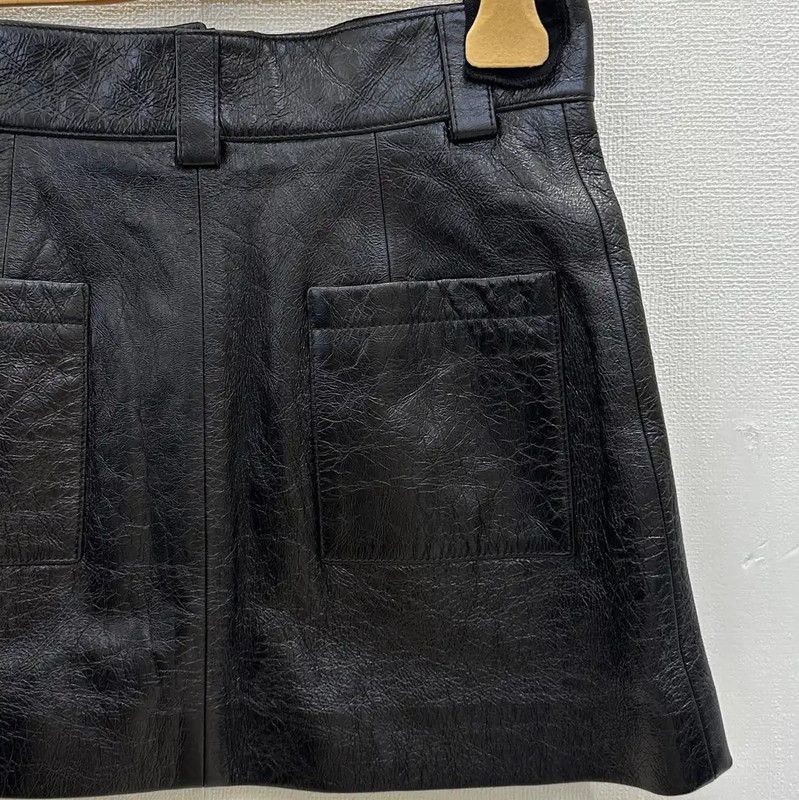 Miu Miu Miu Miu Black A-Line Leather Skirt 0089 Size 36" / US 14 / IT 50 - 2 Thumbnail