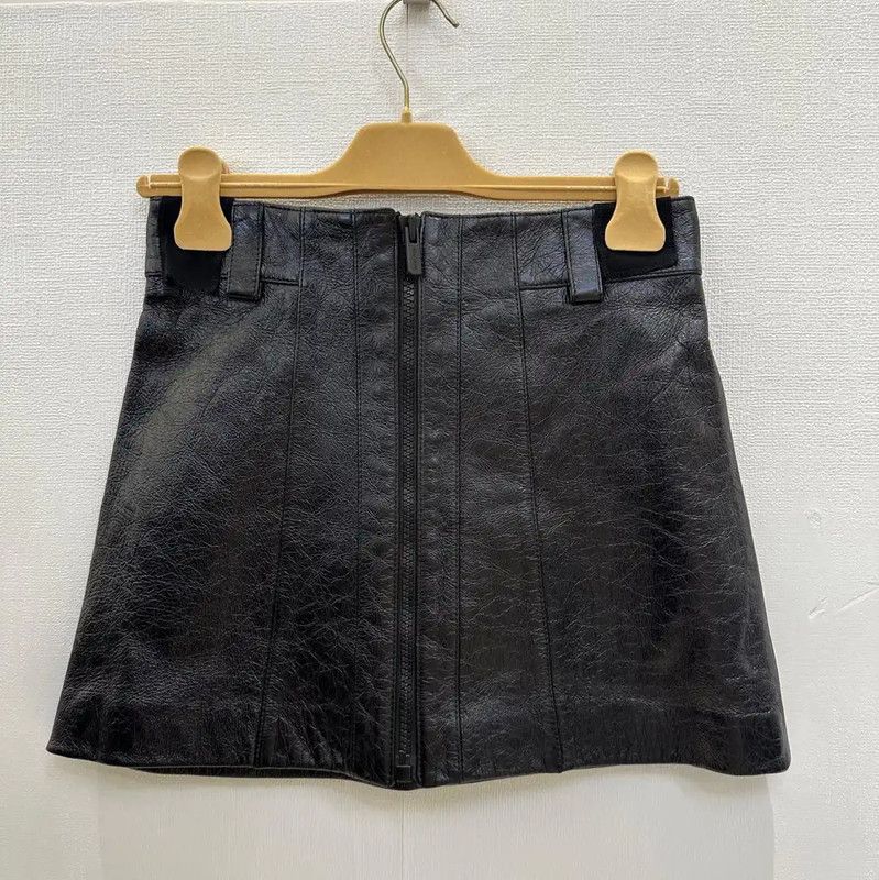 Miu Miu Miu Miu Black A-Line Leather Skirt 0089 Size 36" / US 14 / IT 50 - 4 Thumbnail