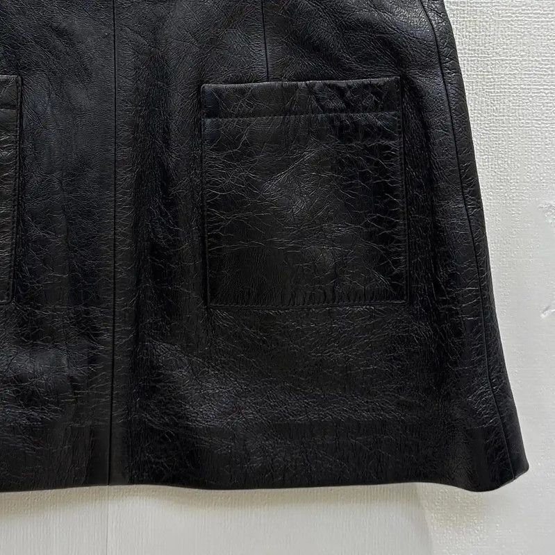 Miu Miu Miu Miu Black A-Line Leather Skirt 0089 Size 36" / US 14 / IT 50 - 3 Thumbnail