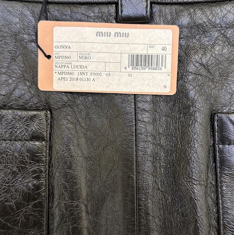 Miu Miu Miu Miu Black A-Line Leather Skirt 0089 Size 36" / US 14 / IT 50 - 6 Thumbnail
