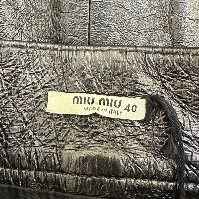 Miu Miu Miu Miu Black A-Line Leather Skirt 0089 Size 36" / US 14 / IT 50 - 7 Thumbnail