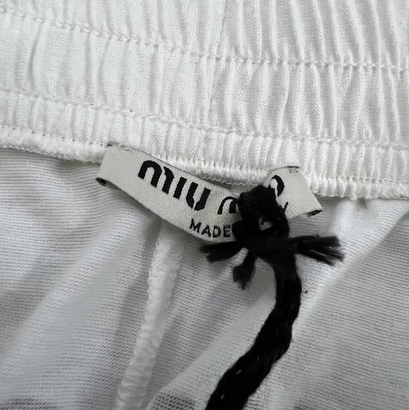 Miu Miu Miu Miu Summer White Cotton Logo Shorts 0089 Size 28" / US 6 / IT 42 - 3 Thumbnail