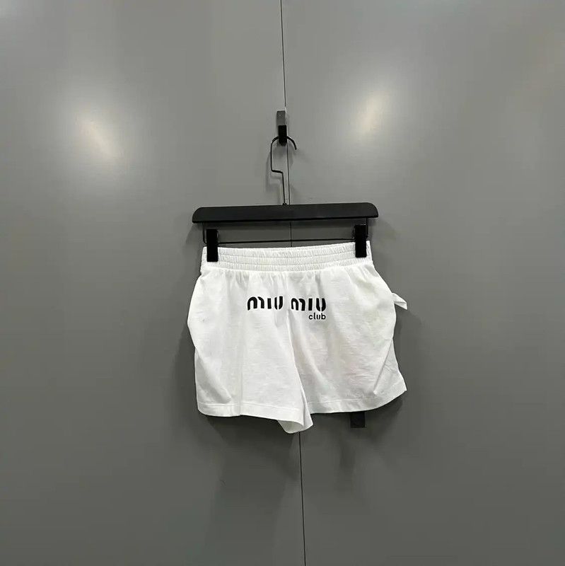 Miu Miu Miu Miu Summer White Cotton Logo Shorts 0089 Size 28" / US 6 / IT 42 - 2 Thumbnail